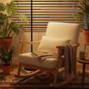Upholstered Rocking Chair with Pillow and Rubber Wood Frame