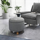 Upholstered Round Ottoman with Solid Rubber Feet-Gray by LJGDeals