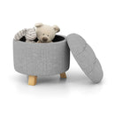 Upholstered Round Ottoman with Solid Rubber Feet-Gray by LJGDeals