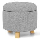 Upholstered Round Ottoman with Solid Rubber Feet-Gray by LJGDeals