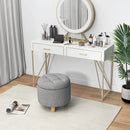 Upholstered Round Ottoman with Solid Rubber Feet-Gray by LJGDeals