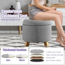Upholstered Round Ottoman with Solid Rubber Feet-Gray by LJGDeals