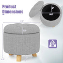 Upholstered Round Ottoman with Solid Rubber Feet-Gray by LJGDeals