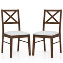 Upholstered Side Dining Chairs Set of 2 with Rubber Wood Frame-Brown