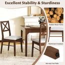 Upholstered Side Dining Chairs Set of 2 with Rubber Wood Frame-Brown