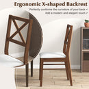 Upholstered Side Dining Chairs Set of 2 with Rubber Wood Frame-Brown