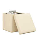 Upholstered Square Footstool with PVC Leather Surface for Bedroom by LJGDeals