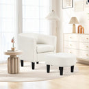 Upholstered Teddy Velvet Club Barrel Chair with Ottoman with Footrest by LJGDeals