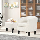 Upholstered Teddy Velvet Club Barrel Chair with Ottoman with Footrest by LJGDeals
