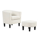 Upholstered Teddy Velvet Club Barrel Chair with Ottoman with Footrest by LJGDeals