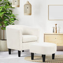 Upholstered Teddy Velvet Club Barrel Chair with Ottoman with Footrest by LJGDeals