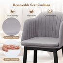Upholstered Velvet Accent Modern Dining Chairs Set of 2 with Curved Backrests-Grey
