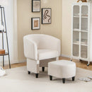 Upholstered Velvet Barrel Chair with Ottoman by LJGDeals
