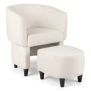Upholstered Velvet Barrel Chair with Ottoman by LJGDeals