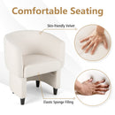 Upholstered Velvet Barrel Chair with Ottoman