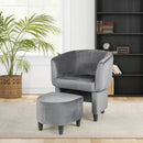 Upholstered Velvet Barrel Chair with Ottoman by LJGDeals