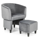 Upholstered Velvet Barrel Chair with Ottoman by LJGDeals