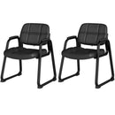 Set of 2 Waiting Room Chair Home Office PU Leather Guest Chairs-Black by LJGDeals