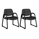 Set of 2 Waiting Room Chair Home Office PU Leather Guest Chairs-Black by LJGDeals