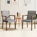 Upholstered Wooden Accent Chairs Set of 2 with High Back and Soft Cushion-Gray