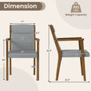 Upholstered Wooden Accent Chairs Set of 2 with High Back and Soft Cushion-Gray
