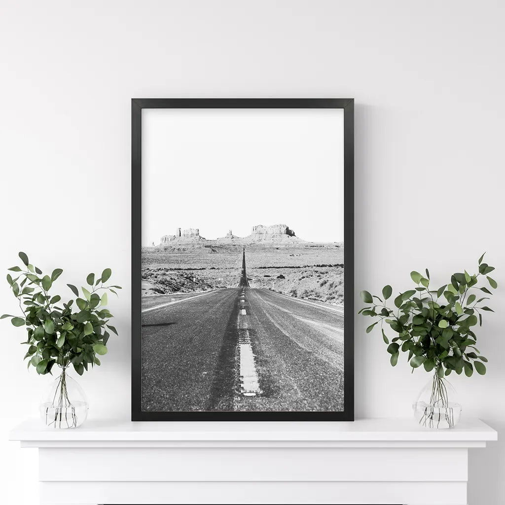 Utah Travel Black White Wall Art Print. Desert Road, photo 2 of 10