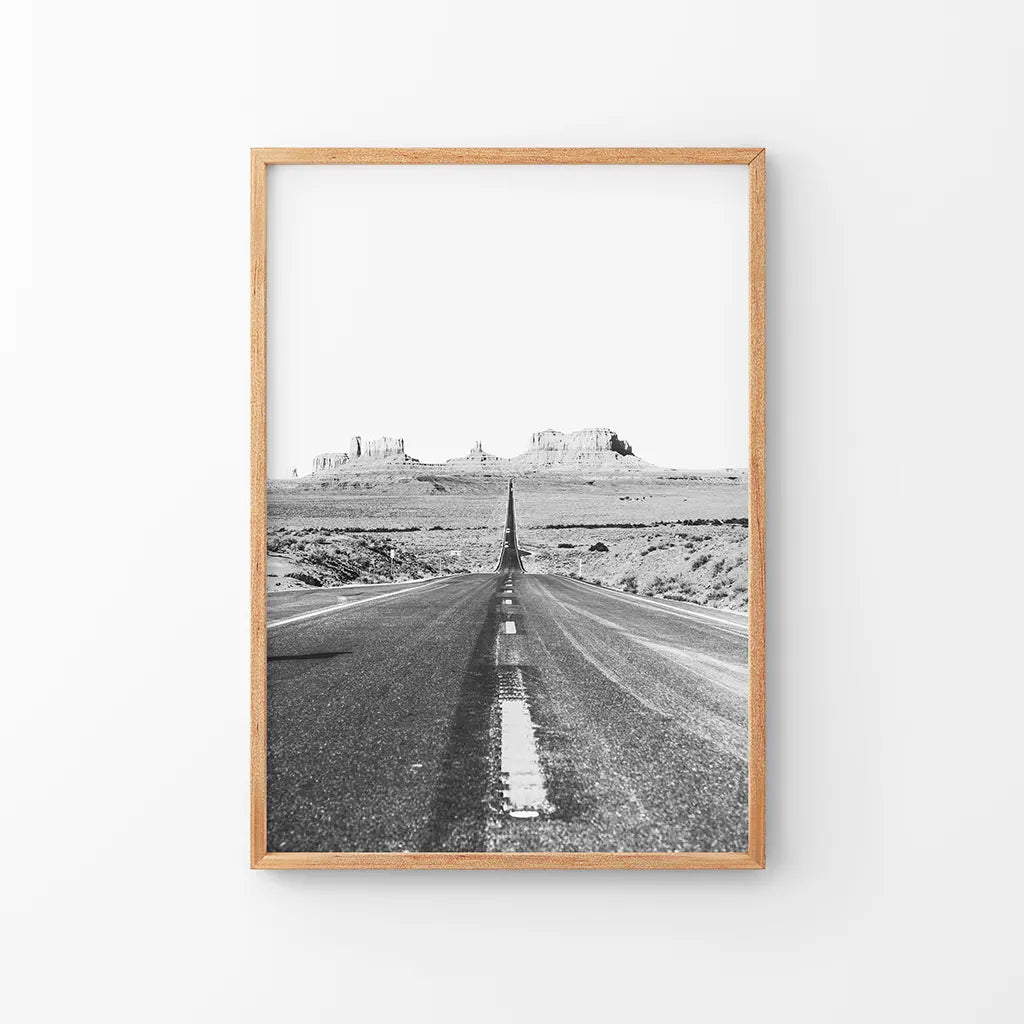 Utah Travel Black White Wall Art Print. Desert Road, photo 8 of 10