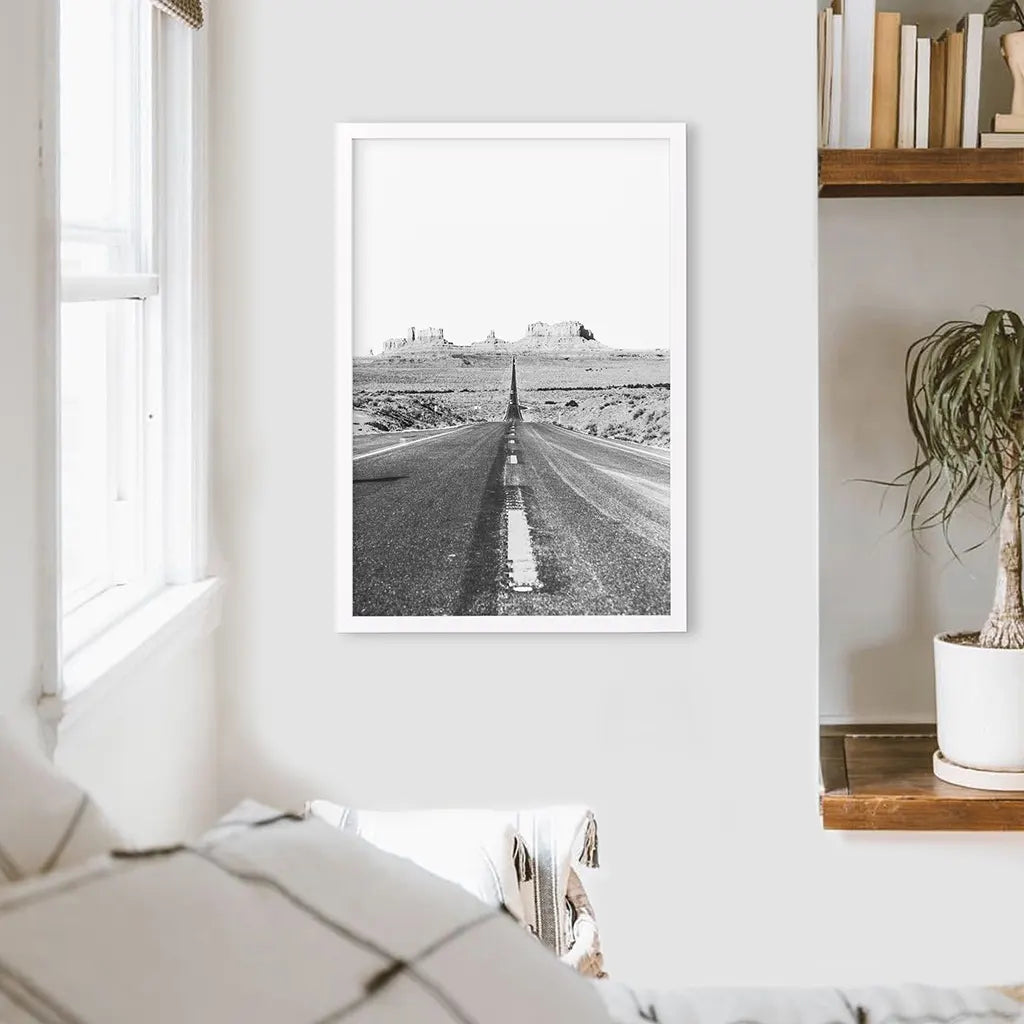 Utah Travel Black White Wall Art Print. Desert Road, photo 4 of 10