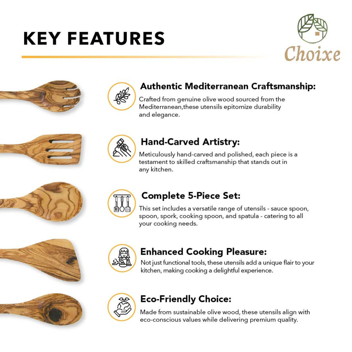 Olive Wood Kitchen Servers Set -5 pcs, photo 4 of 8