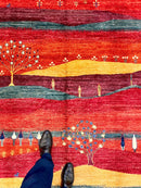 Scenic Afghan Gabbeh (8'03"x9'09") rust/red/dk.green