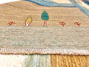 Scenic Afghan Gabbeh (8'00"x9'07") blue/sand/ivory