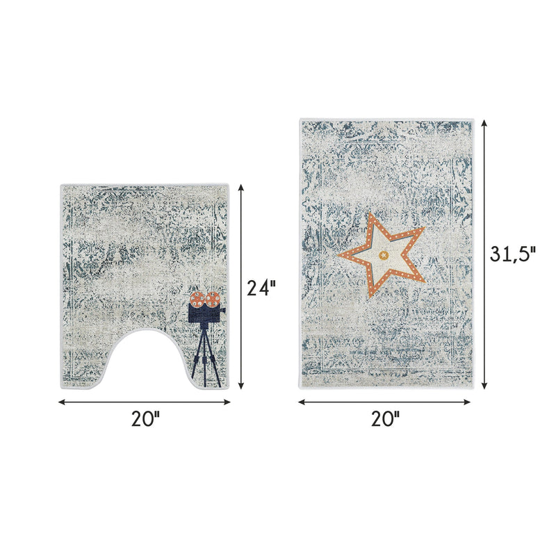 Los Angeles Design 2 Piece Bathroom Rugs Set | Multicolor