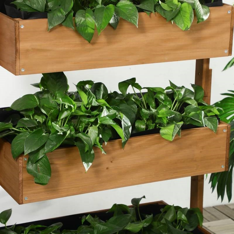 4 Tier Vertical Wooden Planter Box Raised Bed Natural, photo 3 of 5