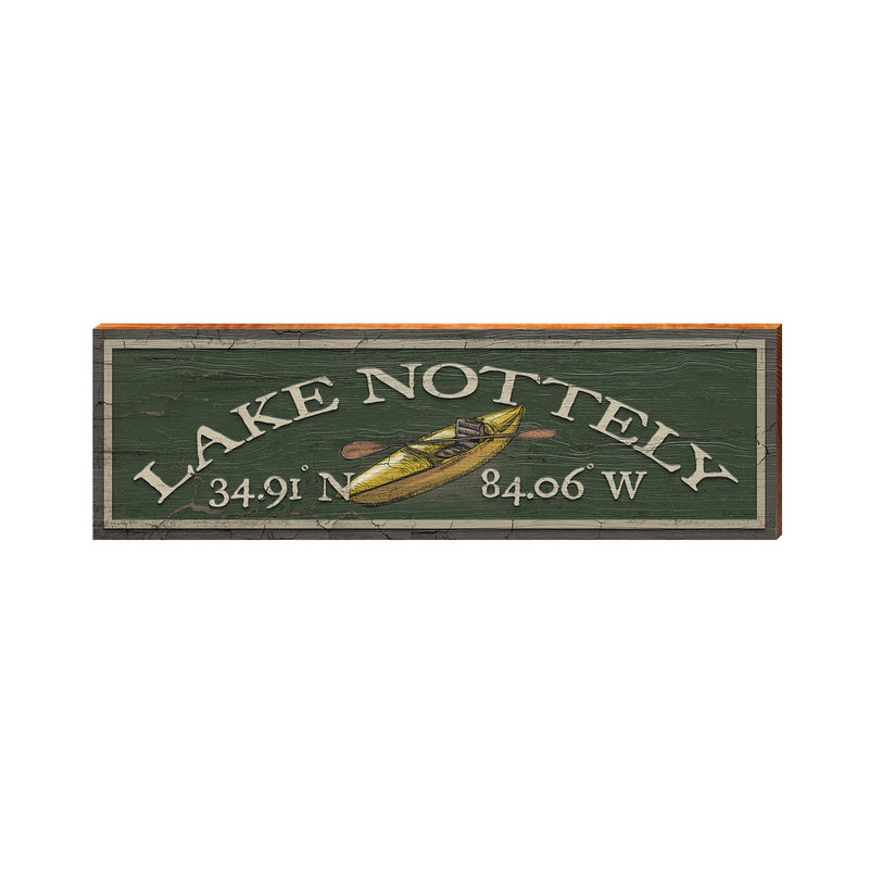 Lake Nottely Kayak Latitude Longitude | Wall Art Print on Real Wood