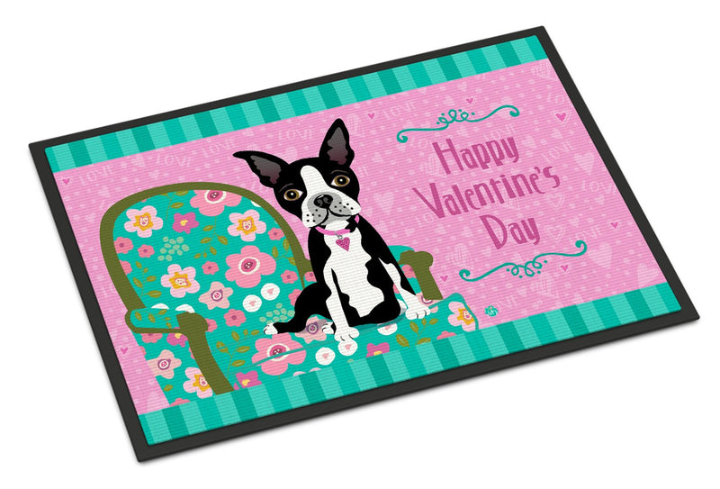 Happy Valentine's Day Boston Terrier Doormat - 24x36 Decorative Floor Mat – Indoor/Outdoor Rug with Artistic Flair VHA3001JMAT