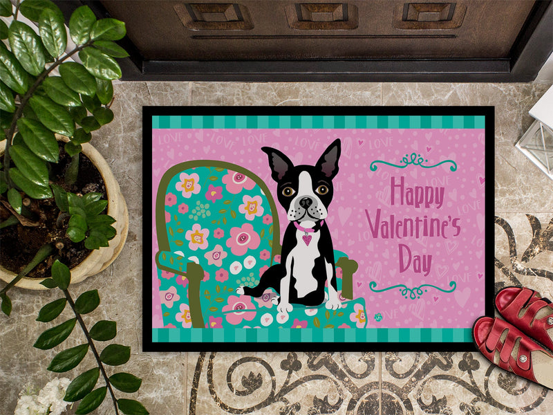 Happy Valentine's Day Boston Terrier Doormat - 18x27 Decorative Floor Mat – Indoor/Outdoor Rug with Artistic Flair