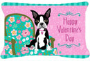 Happy Valentine's Day Boston Terrier Fabric Decorative Pillow VHA3001PW1216