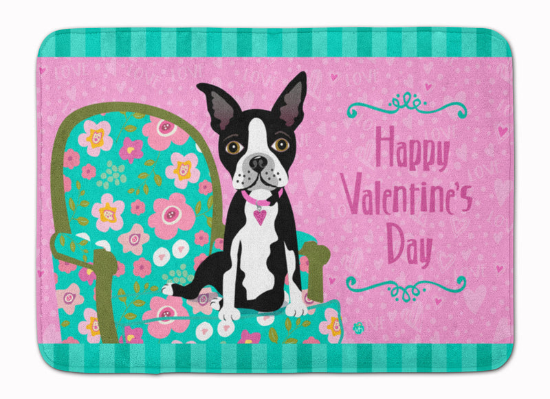 Happy Valentine's Day Boston Terrier Machine Washable Memory Foam Mat