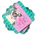Happy Valentine's Day Pug Coasters - Set of 4 Lightweight Foam, Absorbent Drink Coasters VHA3002FC