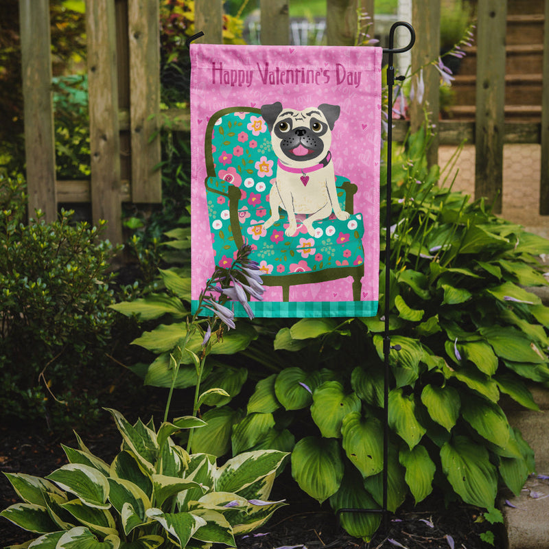 Happy Valentine's Day Pug Garden Flag - Outdoor Decorative Yard Flag VHA3002GF
