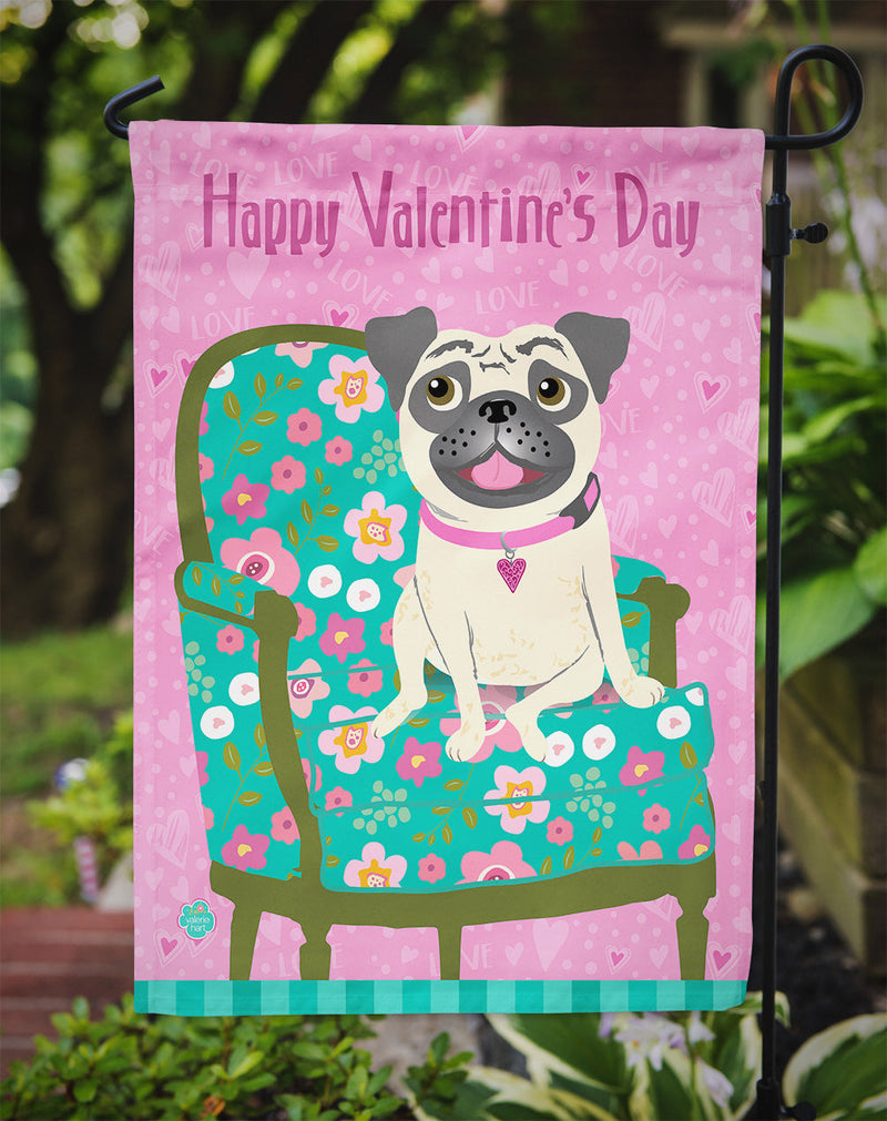 Happy Valentine's Day Pug Garden Flag - Outdoor Decorative Yard Flag VHA3002GF