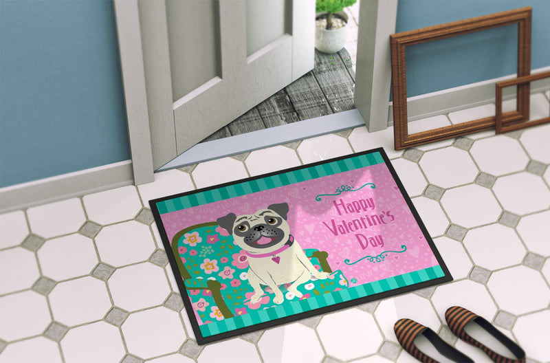 Happy Valentine's Day Pug Doormat - 24x36 Decorative Floor Mat – Indoor/Outdoor Rug with Artistic Flair VHA3002JMAT
