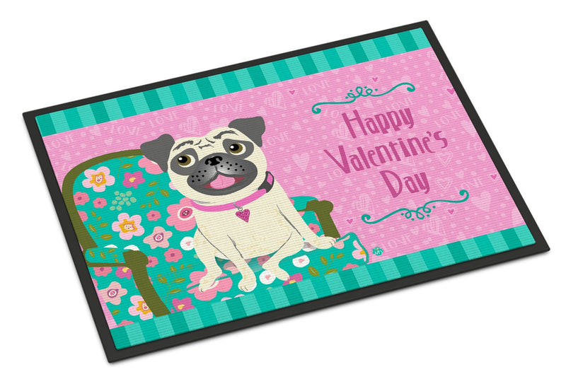 Happy Valentine's Day Pug Doormat - 24x36 Decorative Floor Mat – Indoor/Outdoor Rug with Artistic Flair VHA3002JMAT