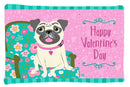 Happy Valentine's Day Pug Fabric Standard Pillowcase – Artistic Decorative Front, White Back