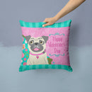Happy Valentine's Day Pug Throw Pillow - 14x14 Decorative Pillow – Art for Your Home & Patio VHA3002PW1414