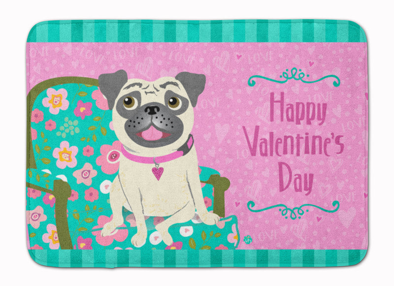 Happy Valentine's Day Pug Machine Washable Memory Foam Mat