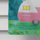Happy Campers Glamping Trailer House Flag 28x40 Porch Sleeve Pole Decorative Outside Yard Banner Artwork Wall Hanging, Polyester