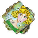 Bee Grateful Girl with Beehive Foam Coasters Set of 4 Cup Coasters for Indoor Outdoor, Tabletop Protection, Anti Slip, Mouse pad Material