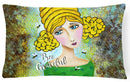 Bee Grateful Girl with Beehive Decorative Throw Pillow 12x16 Indoor Outdoor Accent Cushion, Fabric Cover with Insert for Sofa, Bed, Porch & Living Room