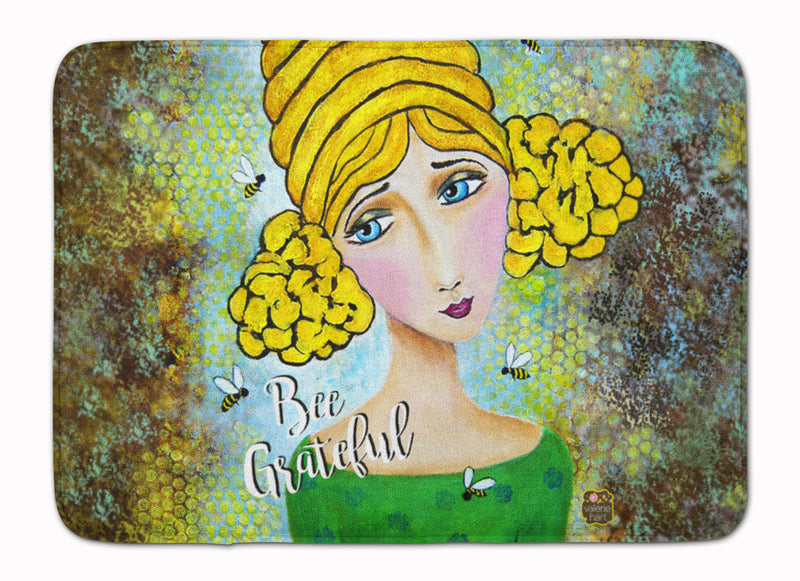 Bee Grateful Girl with Beehive Machine Washable Memory Foam Mat VHA3008RUG